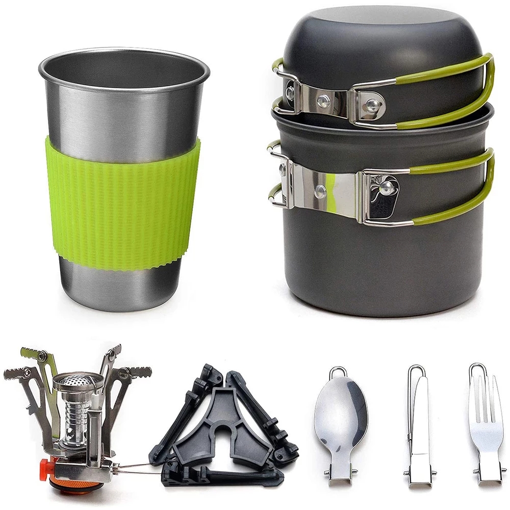 Camping Cooking Kit - Camping Cookware Kit with Stove Outdoor
