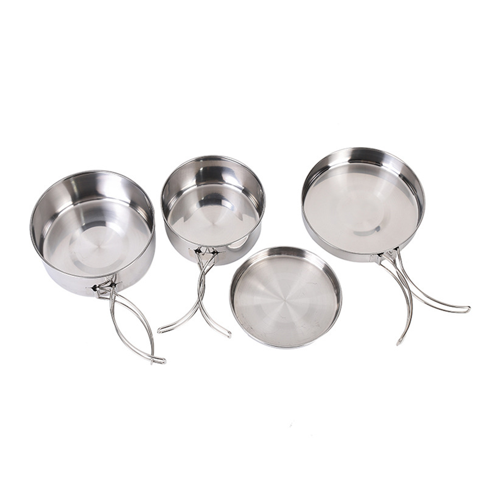 4-Piece Stainless Steel Outdoo - Nesting Camping Cooking Set recension och pris
