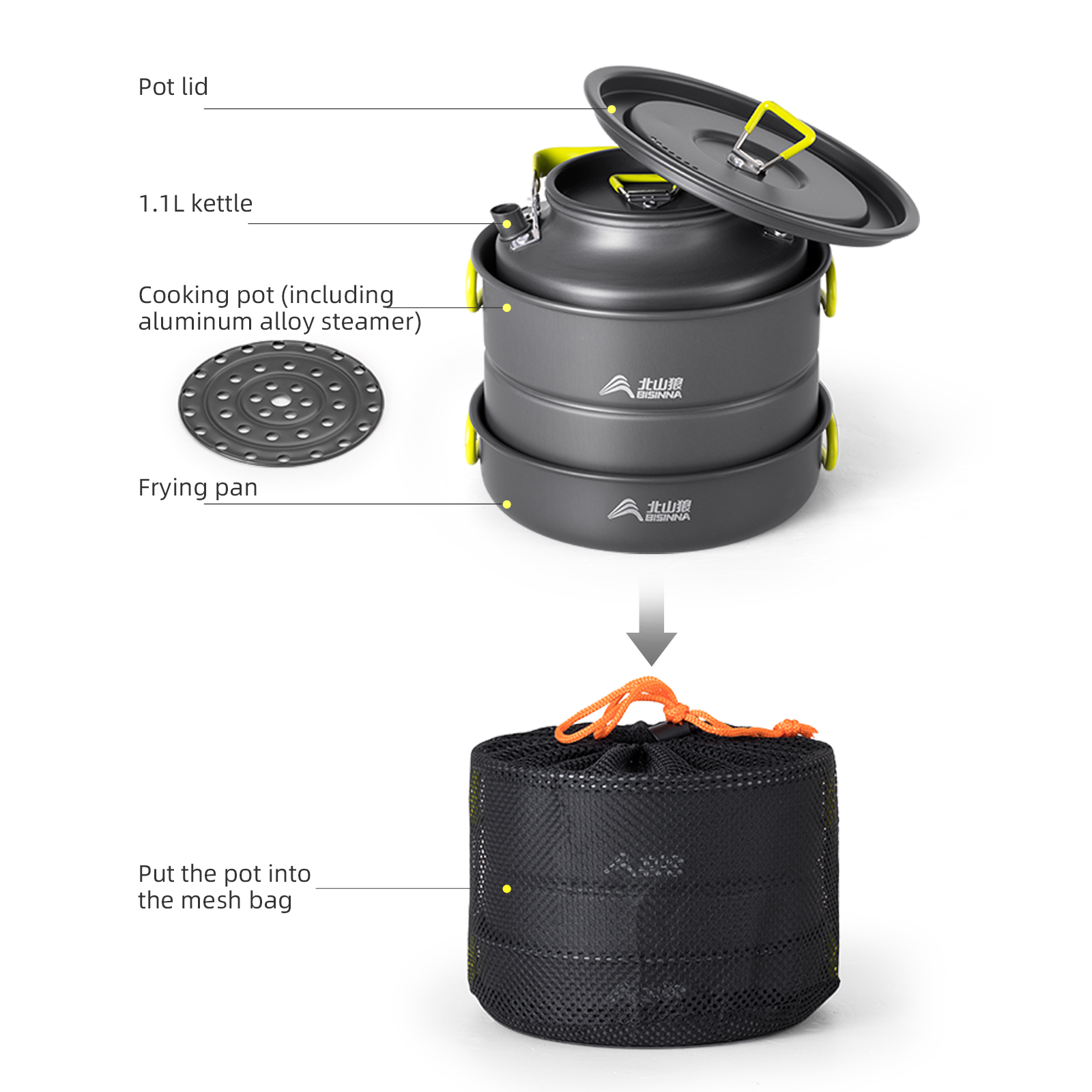 BISINNA Camping Cookware Set A - Nesting Camping Cooking Set recension och pris