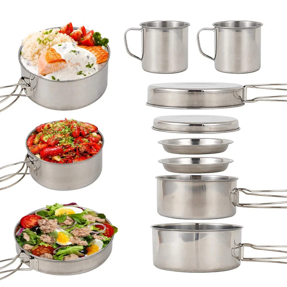 8pcs/Set Camping Cookware Mess - Camping Cooking Kit recension och pris