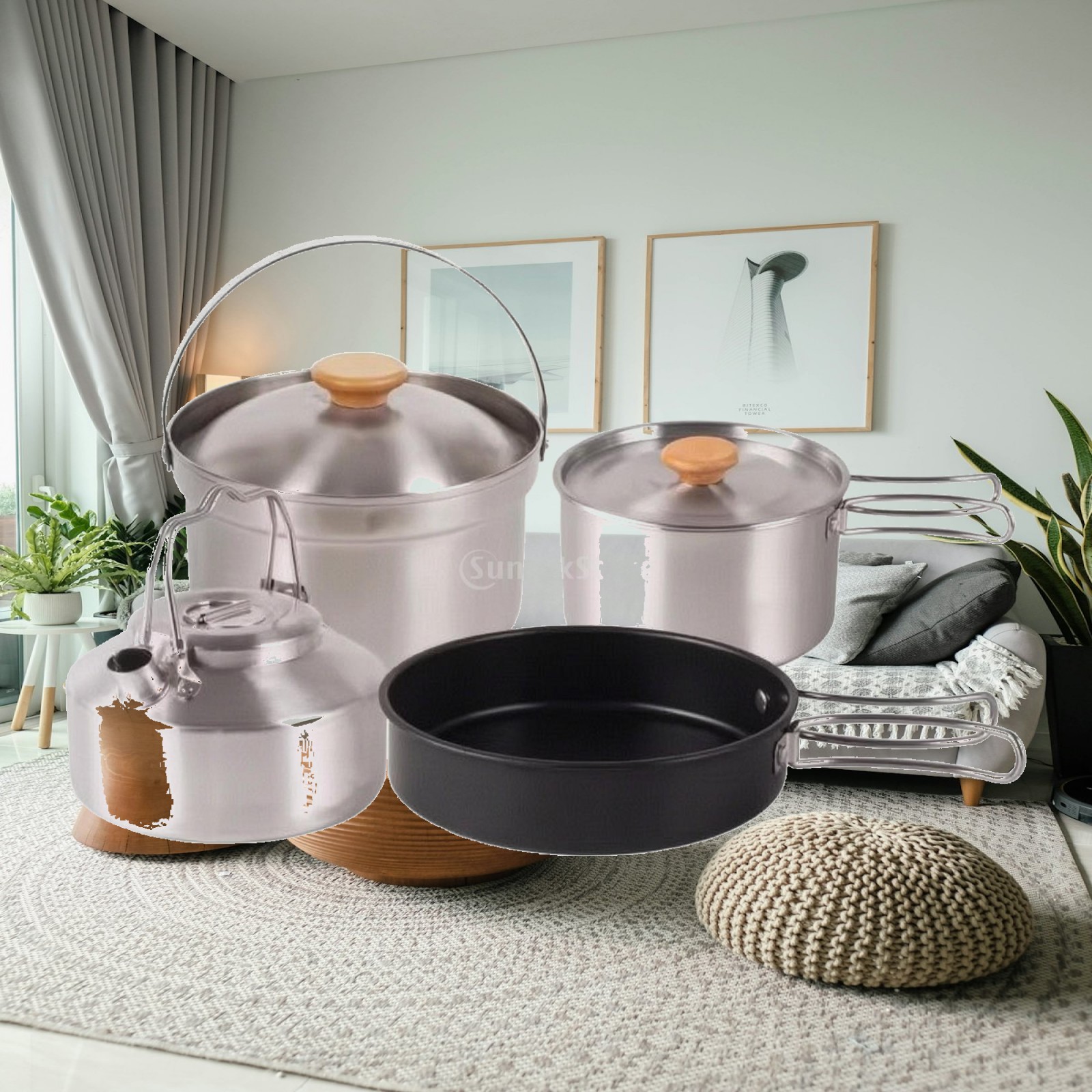 4 Pieces Stainless Steel Camp  - Nesting Camping Cooking Set recension och pris