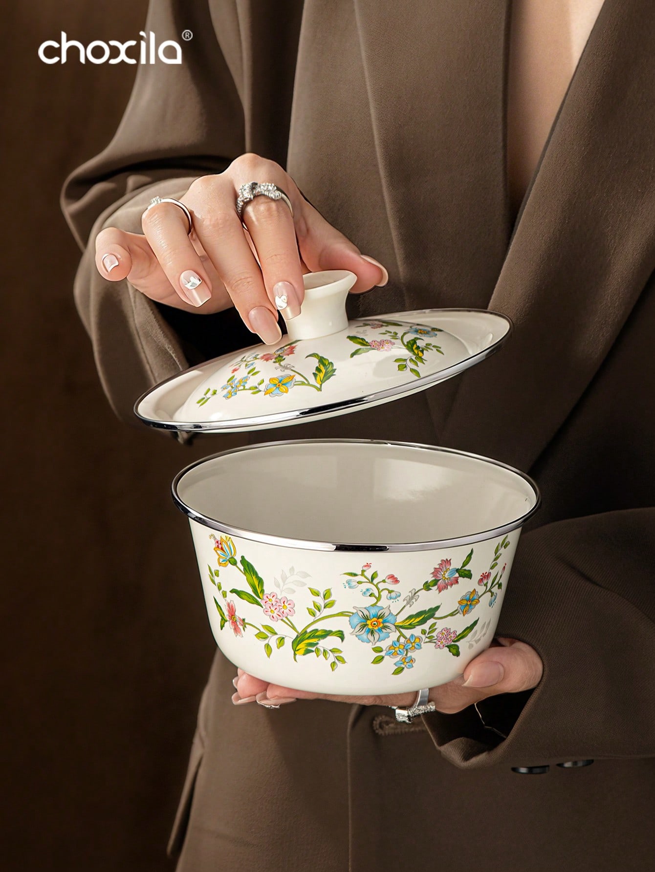 1pc Enamel-Patterned Rice Bowl - Camping Cooking Noodles recension och pris