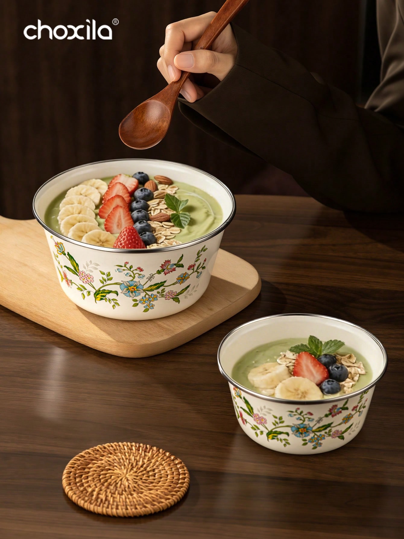 1pc Enamel-Patterned Rice Bowl - Camping Cooking Noodles recension och pris