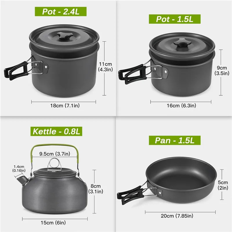 Portable Camping Cookware Set  - Nesting Camping Cooking Set recension och pris