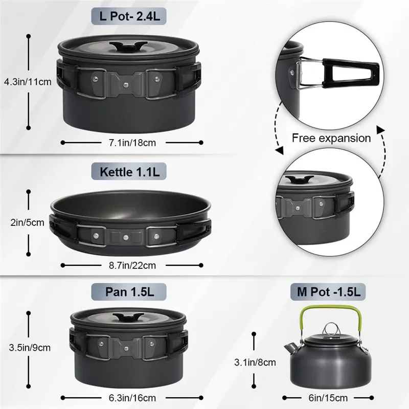 Portable Camping Cookware Set  - Nesting Camping Cooking Set recension och pris