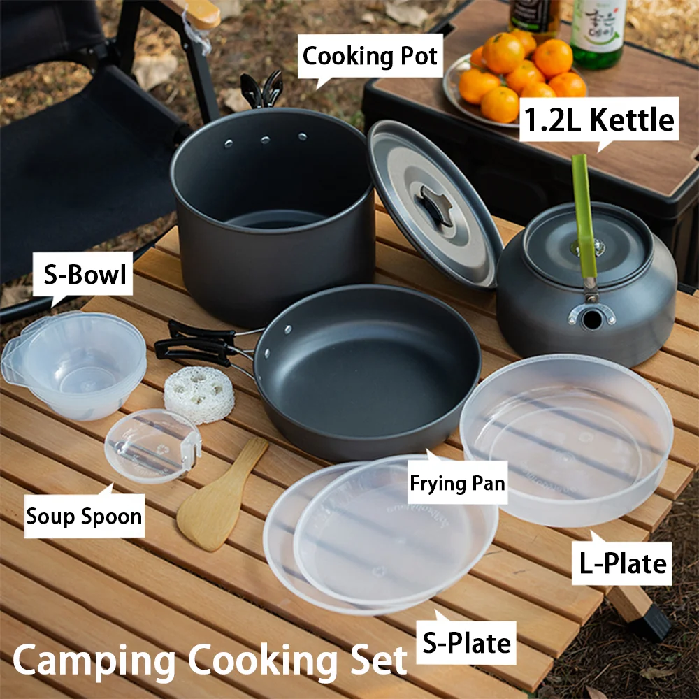 Large Capacity Non-Stick Campi - Nesting Camping Cooking Set recension och pris