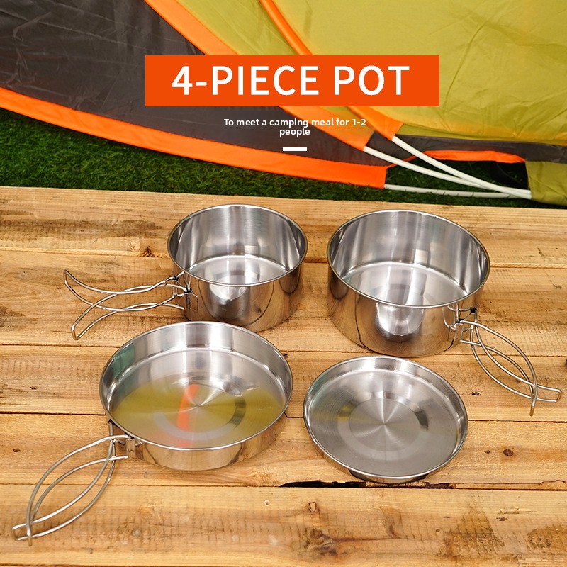 CLS 4-Piece Stainless Steel Ca - Nesting Camping Cooking Set recension och pris
