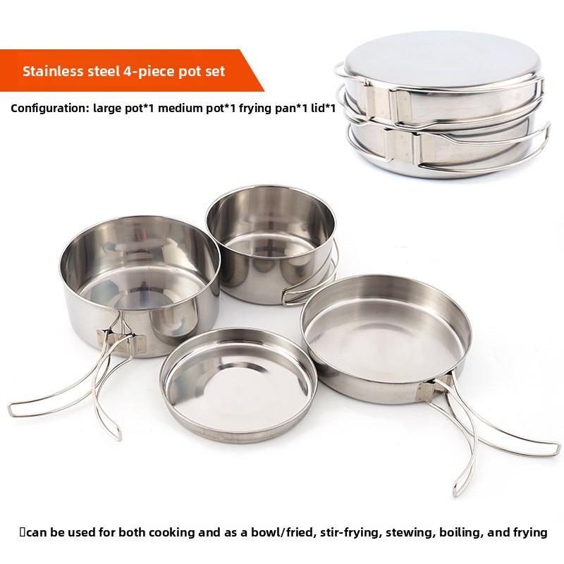 CLS 4-Piece Stainless Steel Ca - Nesting Camping Cooking Set recension och pris