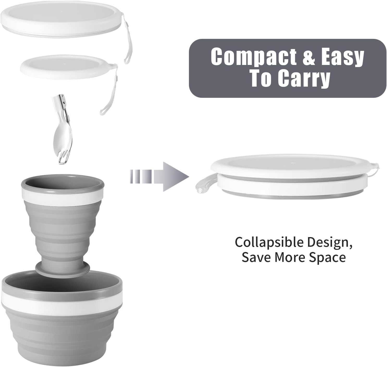 Collapsible Silicone Cup and B - Camp Spork Set recension och pris